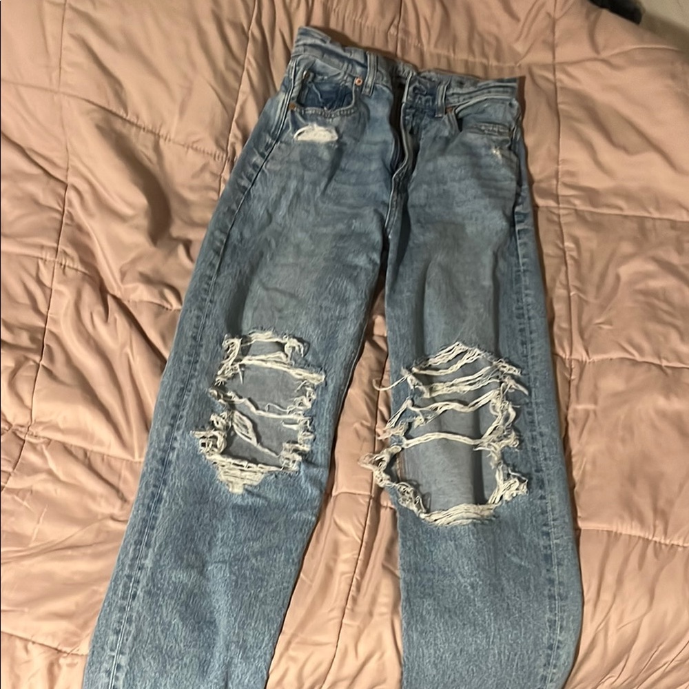 Distressed Blue Jeans